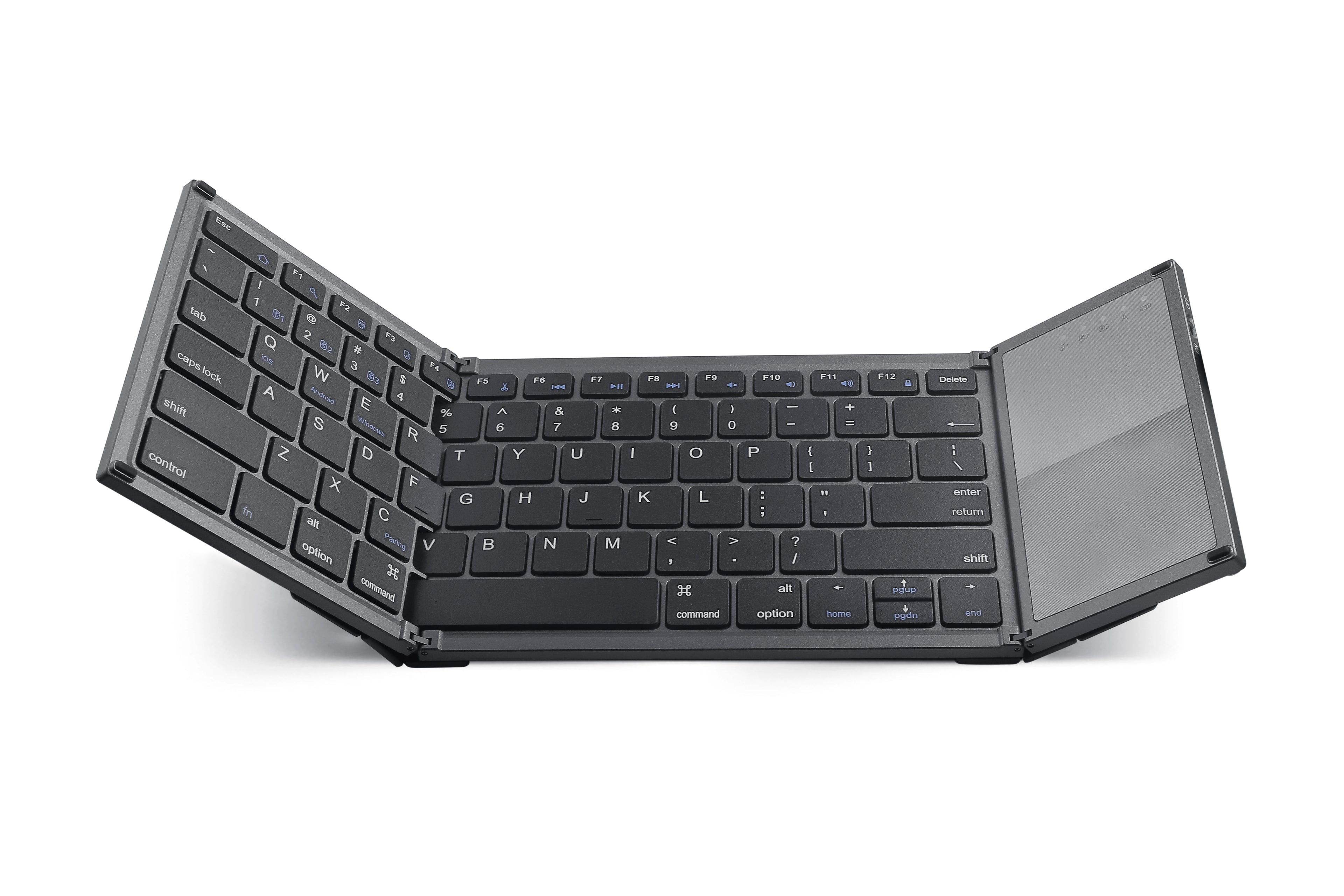 Tri-fold seamless docking Bluetooth keyboard
